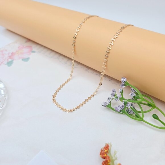 Rose Gold Plated Brass Necklace with Elegant Pattern – 17.7 Inches, XPNL0024 - Picture 5 of 12